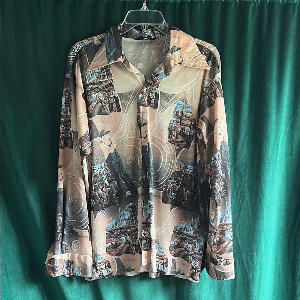 Vintage Graphic Button-Up Shirt